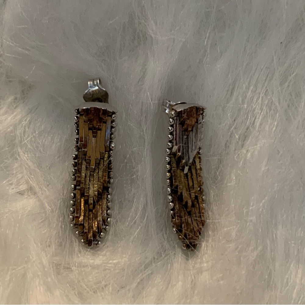 Gold and silver dainty pierced earrings - used item